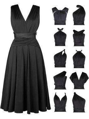 Popilush Black Infinity Midi Dress Shapewear Formal XL NWT